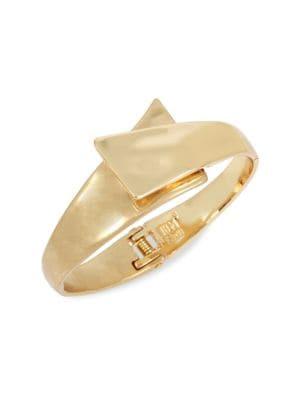 Robert Lee Morris Goldtone Sculptural Bypass Hinged Bangle Bracelet