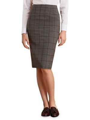 Brooks Brothers Red Fleece Printed Wool-blend Pencil Skirt