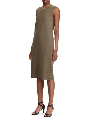Lauren Ralph Lauren Sleeveless Cotton Blend Midi Dress