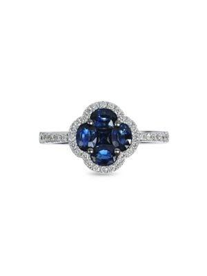 Marco Moore 18k White Gold, Blue Sapphire & 0.29 Tcw Diamond Ring