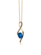 Le Vian Chocolatier Deep Sea Blue Topaz, Chocolate Diamonds And 14k Strawberry Gold Vine Pendant Necklace