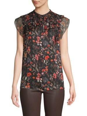 Elie Tahari Mala Silk Floral Printed Blouse