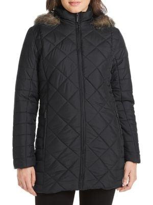 Weatherproof Quilted Faux Fur-trim Hooded Jacket