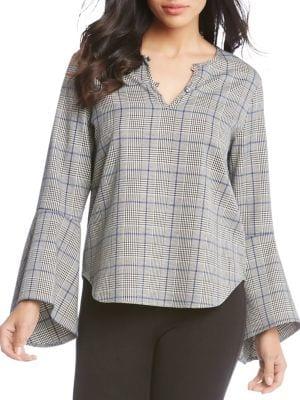 Karen Kane Plaid Tulip Sleeve Top