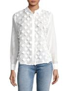 Jones New York Stitched Floral Petal Blouse