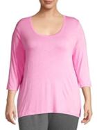 Hue Plus Scoopneck Three-quarter Sleeve Top