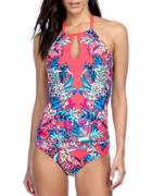 Kenneth Cole Reaction Tropical Tendencies Halter Neck Tankini Top