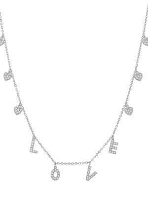 Lord & Taylor Lesa Michele 925 Sterling Silver & Crystal Love Single-strand Necklace