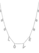 Lord & Taylor Lesa Michele 925 Sterling Silver & Crystal Love Single-strand Necklace