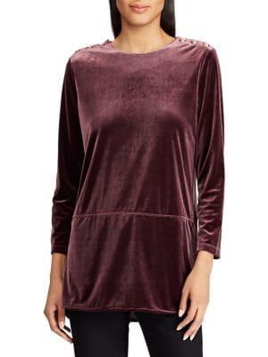 Lauren Ralph Lauren Petite Petite Georgette Velvet Top