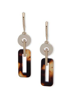 Lauren Ralph Lauren Link Geometric Crystal Drop Earrings