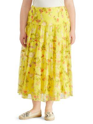 Lauren Ralph Lauren Plus Floral Georgette Maxiskirt