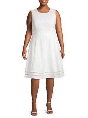 Calvin Klein Plus Eyelet Cotton A-line Dress