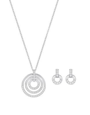 Swarovski Two-piece Crystal Circle Medalion Necklace & Earrings Set