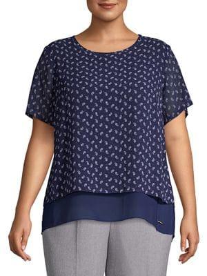 Michael Kors Plus Printed Layered Blouse
