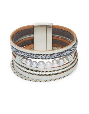 Design Lab Lord & Taylor Crystal And Faux Leather Multistrand Bracelet