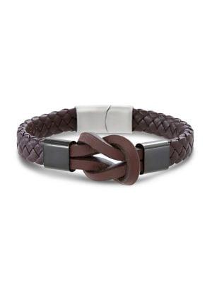 Lord & Taylor Stainless Steel & Vegan Leather Knot Bracelet