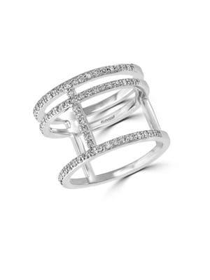 Effy Diamond And 14k White Gold Triple Ring