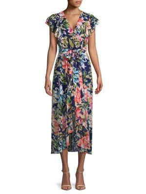 Eliza J Floral Ruffle Wrap Dress