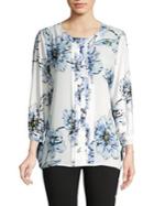 Karl Lagerfeld Paris Floral Knit Pleated Blouse