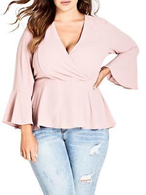 City Chic Plus Relaxed-fit Bell-sleeve Top