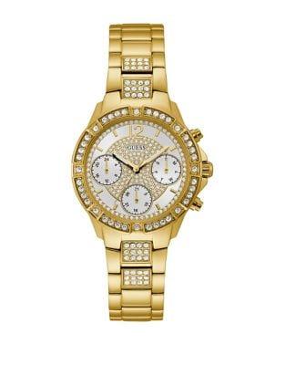Guess Crystal-trimmed Yellow Goldtone Stainless Steel Chronograph Watch