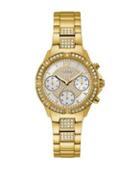Guess Crystal-trimmed Yellow Goldtone Stainless Steel Chronograph Watch