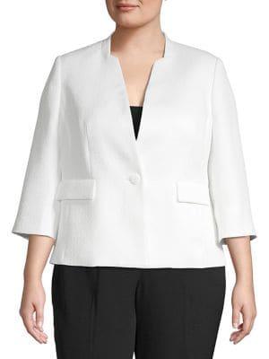Kasper Plus Textured 1-button Blazer