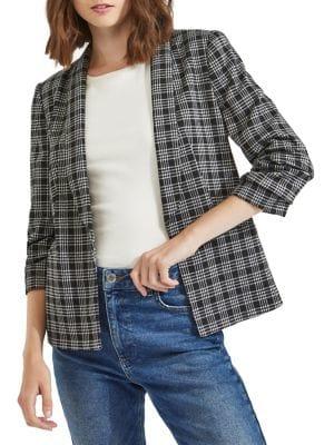 Miss Selfridge Plaid Open-front Jacket