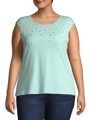 Calvin Klein Plus Embellished Cap-sleeve Top