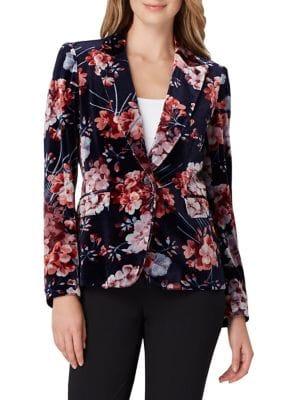 Tahari Arthur S. Levine Floral Velvet Blazer