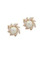 Anne Klein Faux Pearl & Crystal Stud Earrings