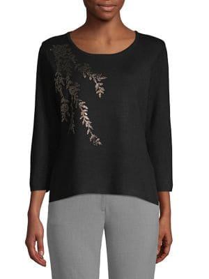 Calvin Klein Emroidered Three-quarter Sleeve Sweater