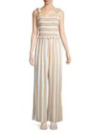 Lord Taylor Smocked Striped Jumpsuit