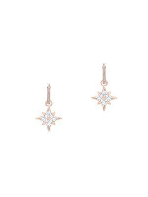 Symbolic Star Rose Goldtone Swarovski Crystal Hoop Pierced Earrings