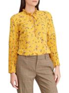 Lauren Ralph Lauren Petite Pleated Bell Sleeve Floral Top