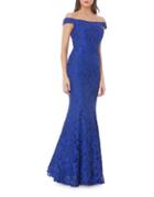 Js Collections Lace Off-the-shoulder Trumpet Gown