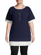 Quiz Curve Plus Raglan-sleeve Contrast Top