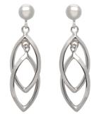 Lord & Taylor 14k White Gold Textured Marquis Drop Earrings