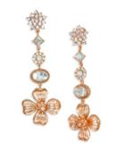 Badgley Mischka Crystal Embellished Flower Drop Earrings