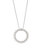 Lord & Taylor 14k White Gold And Diamond Circle Pendant Necklace