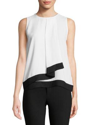 Calvin Klein Petite Ruffle Border Blouse
