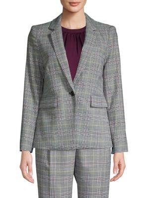 Vince Camuto Plaid Button-front Blazer