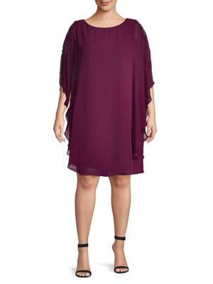 Xscape Plus Chiffon Overlay Shift Dress