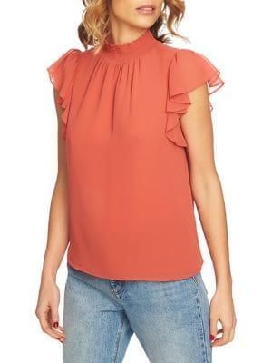 1.state Flutter-sleeve Chiffon Blouse