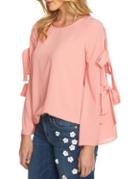 Cece Micro Check Bell-sleeve Blouse