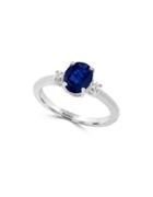 Effy Royale Bleu Diamond, Natural Sapphire And 14k White Gold Ring