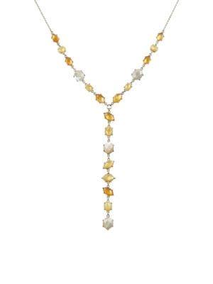 Lucky Brand Goldtone, Mother Of Pearl And Epoxy Stone Y-necklace