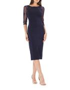 Js Collections Boatneck Embroidered Sheath Dress