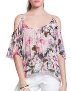 Plenty By Tracy Reese Printed Cold-shoulder Peasant Top